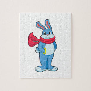 Puzzle Lapin en hiver avec Écharpe