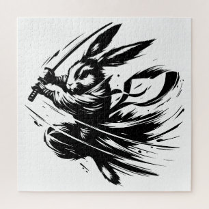 Puzzle Lapin Guerrier à l'Encre Noire Samouraï