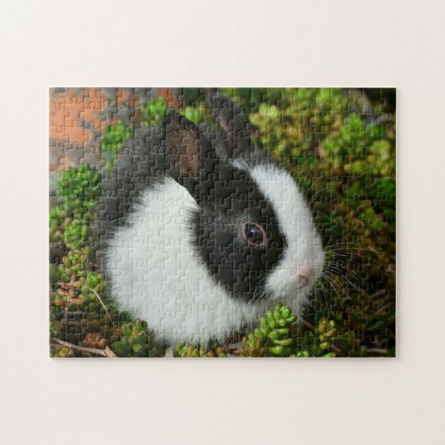 Puzzle Lapin lapin néerlandais noir et blanc (Horizontal)