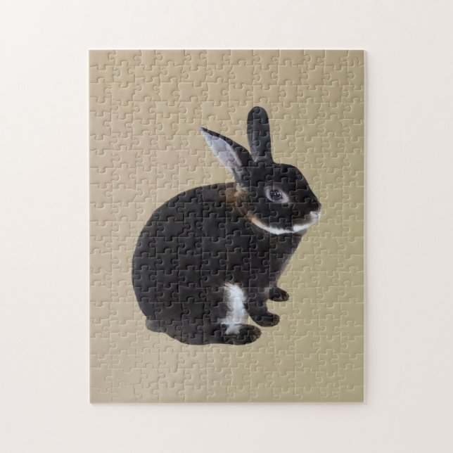 Puzzle Lapin Mini Rex Brown foncé et blanc (Vertical)