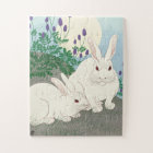 Lapins en Pleine lune par Ohara Koson,