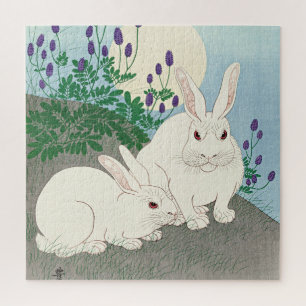 Puzzle Lapins en Pleine lune par Ohara Koson,