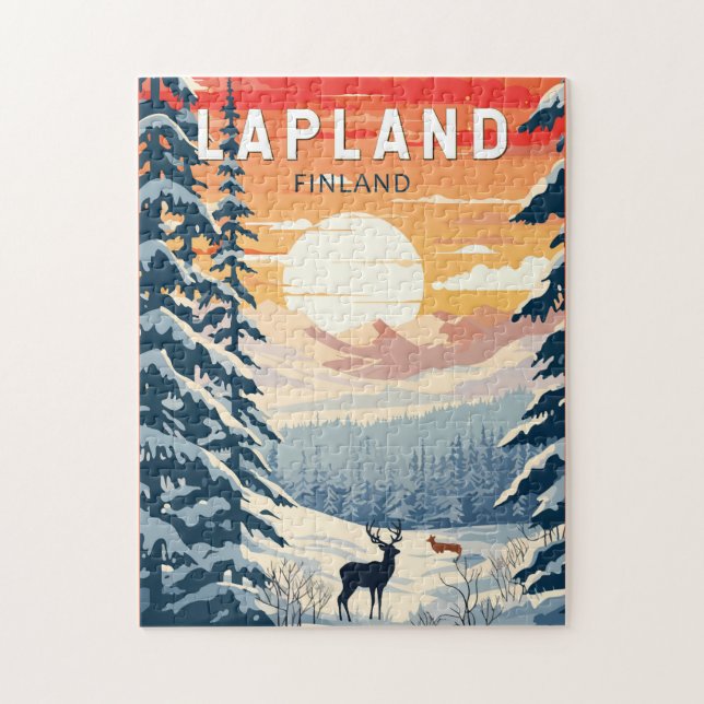 Puzzle Lapland Finlande Travel Art Vintage (Vertical)
