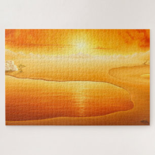 Puzzle "L'Arrivée" surréaliste coucher de soleil peinture