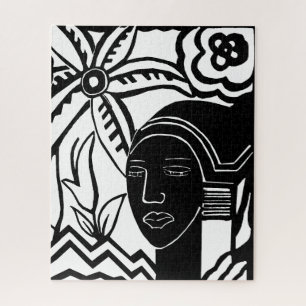 Puzzle l'art abstrait de l'encre noire des femmes africai