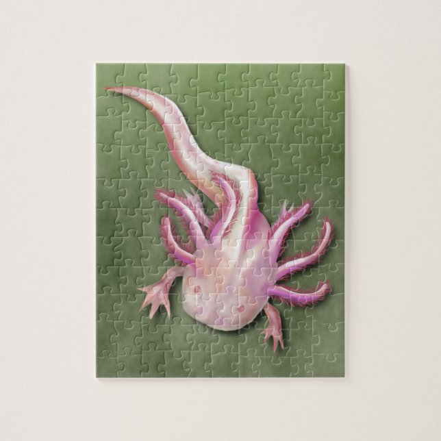 Puzzle L'art de l'Axolotl blanc "poissons marchants" (Vertical)