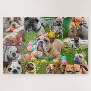 Puzzle L'art des mignons Bulldogs   Chiens de collection 