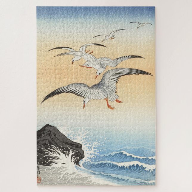 Puzzle L'art du Bois japonais Imprimer des mouettes au-de (Vertical)