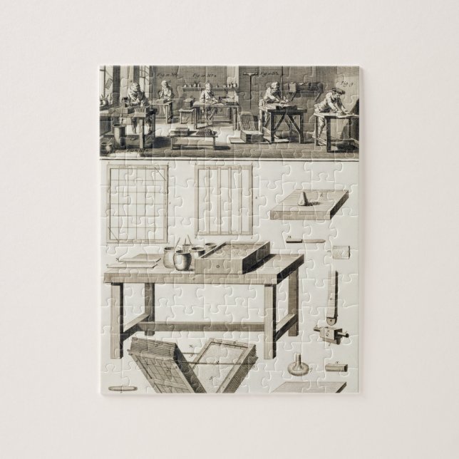 Puzzle L'atelier et les outils d'un marbler de papier, de (Vertical)
