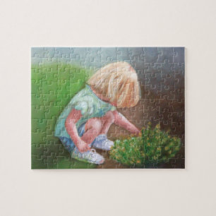 Puzzle "Laura" peinture à l'huile petite fille cueillir d