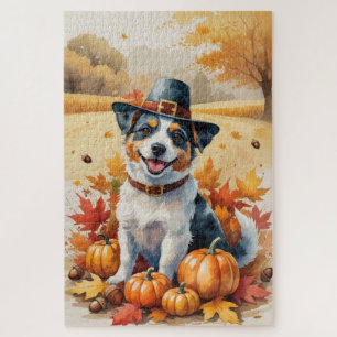 Puzzle L'automne australien Terrier quitte Thanksgiving A