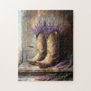 Puzzle Lavande de bottes de cowboy et abeille de miel