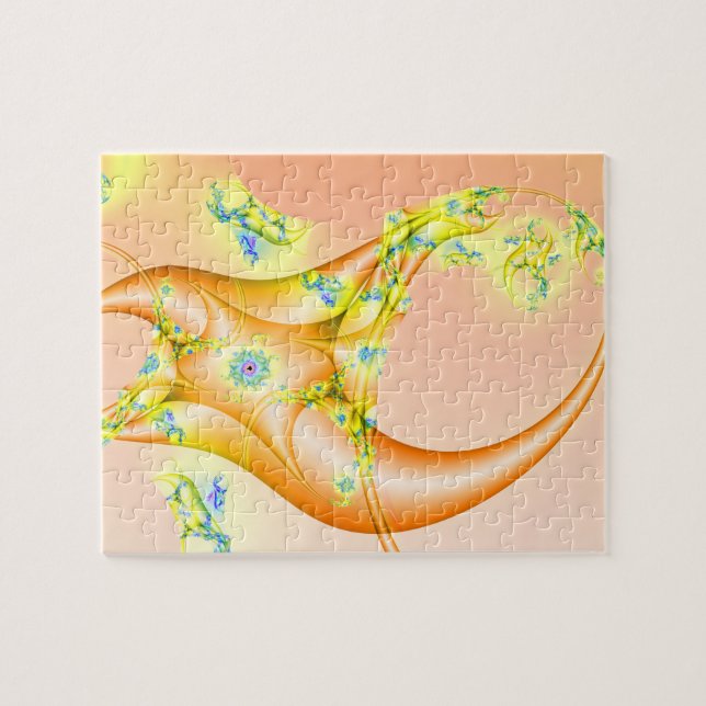 Puzzle Lavette | Art fractal orange et jaune (Horizontal)