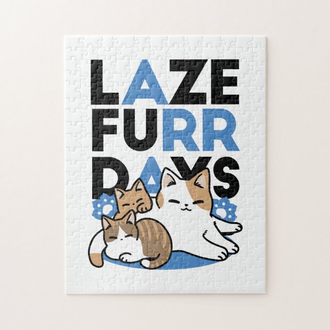 Puzzle Laze Furr Days - Cute Lazy Cats Design (Vertical)