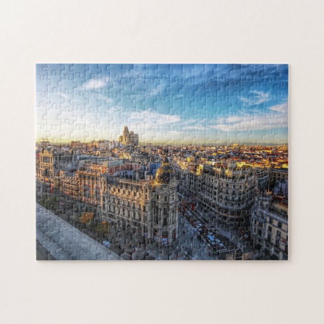 Puzzle Le Bâtiment Metropolis À Madrid Panorama Aérien (Horizontal)