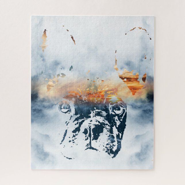 Puzzle Le bulldog français et le paysage mêlent design ab (Vertical)
