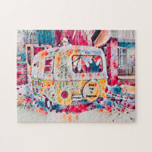 Puzzle Le Camper Hippie Retro Road Voyage Vers La Libert