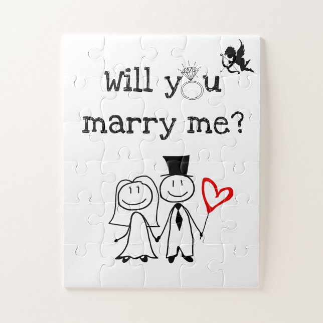 Puzzle Le casse-tête de proposition avec "Me marie-tu ?"  (Vertical)