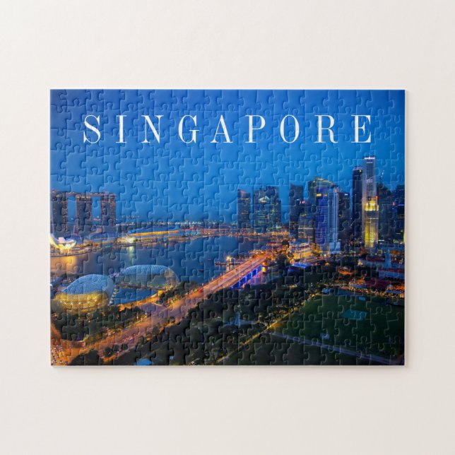 Puzzle Le centre-ville de Singapour la nuit (Horizontal)