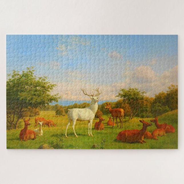 Puzzle Le Cerf De Chien Blanc En Plein Air Nature (Horizontal)