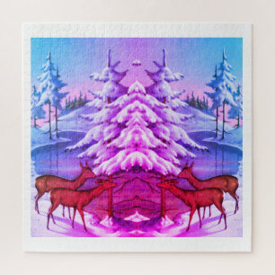 Puzzle Le cerf en art hivernal