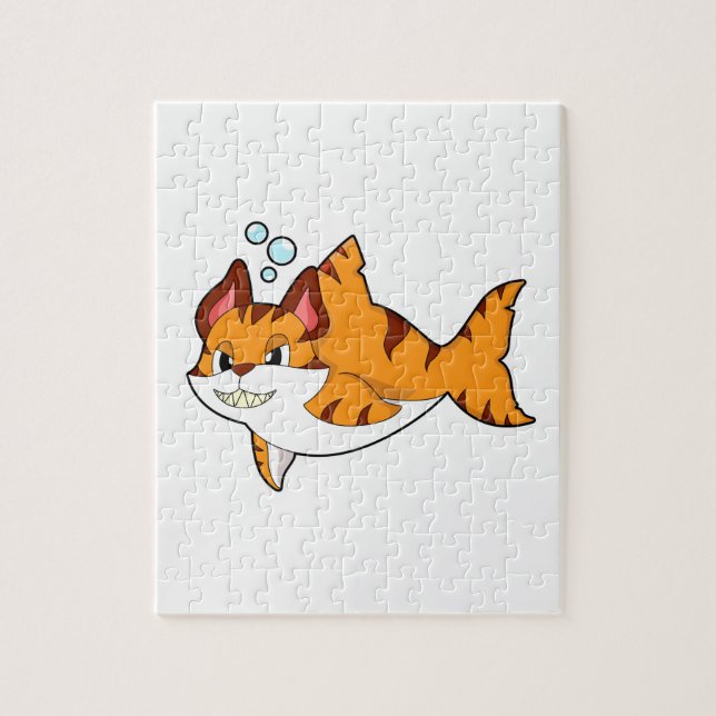 Puzzle Le chat tigre comme requin dans l'eau.PNG (Vertical)
