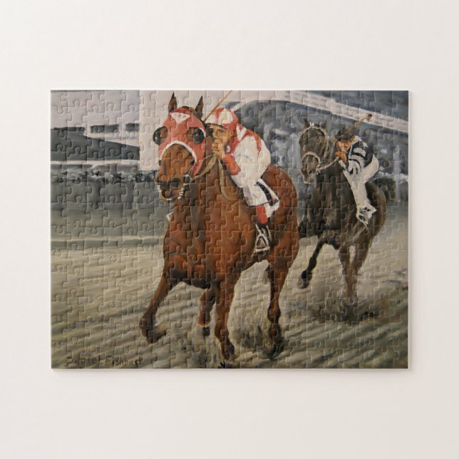 Puzzle Le cheval Thoroughbred gagne la course (Horizontal)