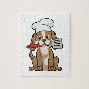 Puzzle Le chien cuisinier avec le casquette et la spatule