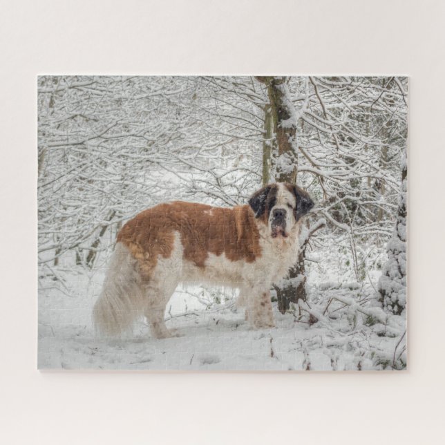 Puzzle Le chien de St Bernard dans la neige (Horizontal)