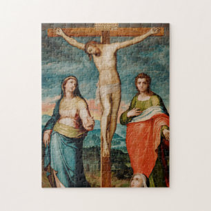 Puzzle Le Christ sur la croix avec des saints