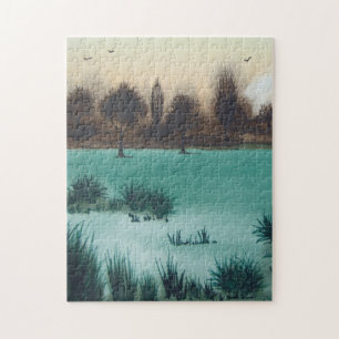 Puzzle le coucher du soleil pittoresque de paysage