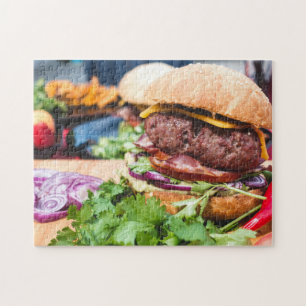 Puzzle Le Délicieux Hamburger Avec Tous Les Fixins