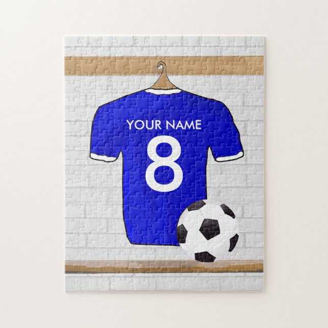Puzzle Le football Jersey blanc bleu personnalisé du (Vertical)