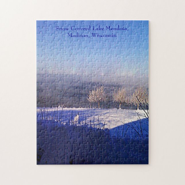 Puzzle Le lac Mendota couvert de neige, Madison, Wisconsi (Vertical)