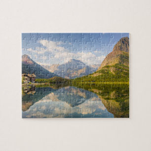 Puzzle Le lac Swiftcurrent, avec de nombreux glaciers,