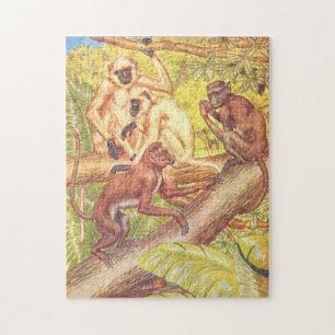Puzzle Le livre d'enfants vintage d'illustration de singe