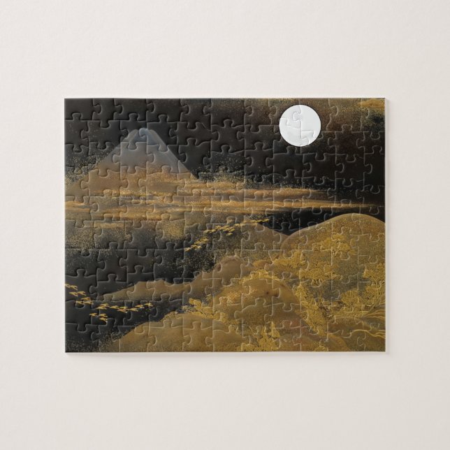 Puzzle Le Mont Fuji au clair de lune - Lumineux : (Horizontal)