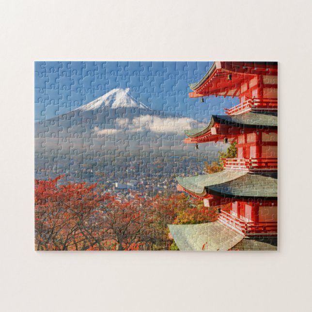 Puzzle Le mont Fuji vu de derrière la pagode de Chureito (Horizontal)