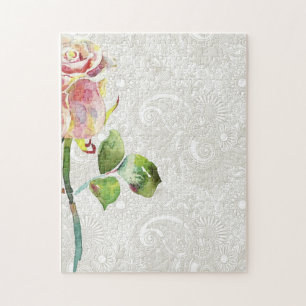 Puzzle Le motif floral fleuri avec l'aquarelle rose s'est