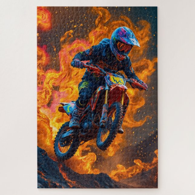 Puzzle Le motocross sur un volcan (Vertical)