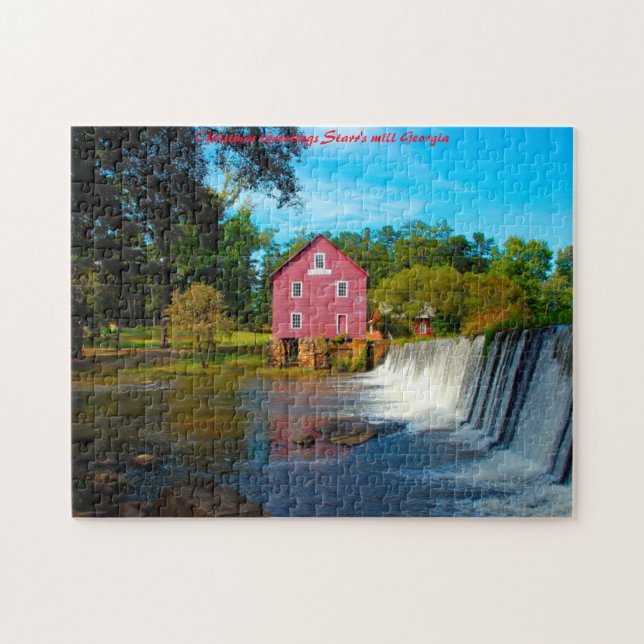 Puzzle Le moulin de Starr Georgia. voeux de Noël (Horizontal)