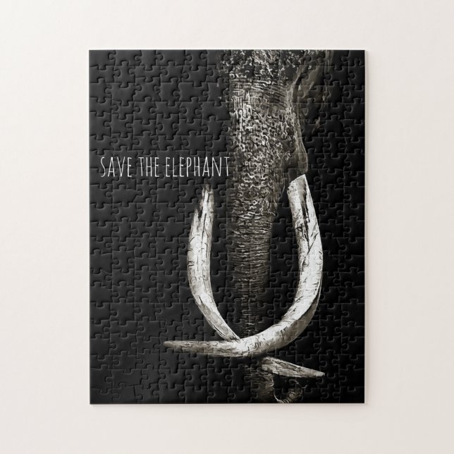 Puzzle Le noir et le blanc sauvent l'éléphant (Vertical)