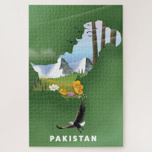 Puzzle Le Pakistan a illustré une carte de voyage.