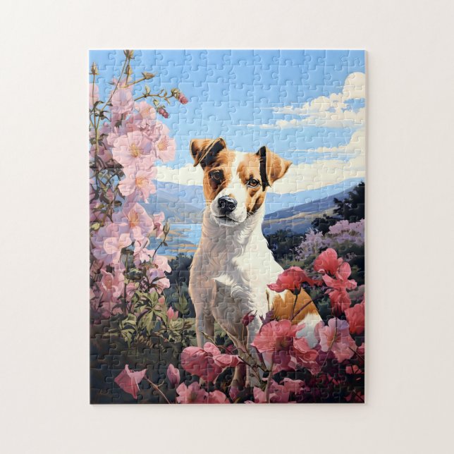 Puzzle Le paradis floral de Jack Russell Terrier (Vertical)