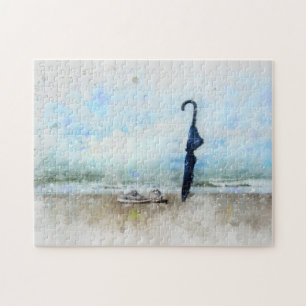 Puzzle Le parasol sur la plage  -