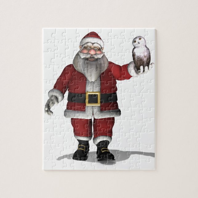 Puzzle Le Père Noël aime la Chouette des neiges (Vertical)