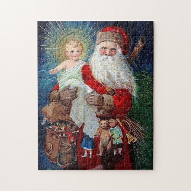 Puzzle Le père noël avec l'enfant du Christ (Vertical)