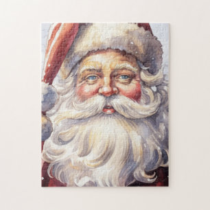 Puzzle Le Père Noël rétro dans un Noël Casquette rouge