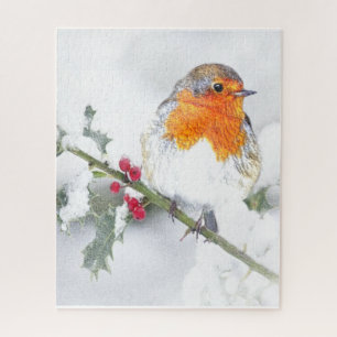 Puzzle Le petit anglais mignon Robin et art de Noël de