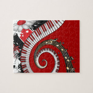 Puzzle Le piano verrouille des remous floraux grunges de